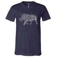 Ornamental Rhino V-Neck T-Shirt