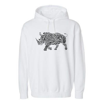 Ornamental Rhino Garment-Dyed Fleece Hoodie