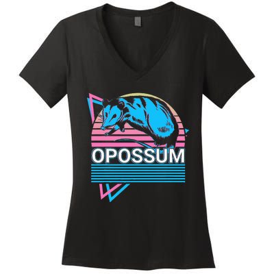 Opossum Retro Women's V-Neck T-Shirt