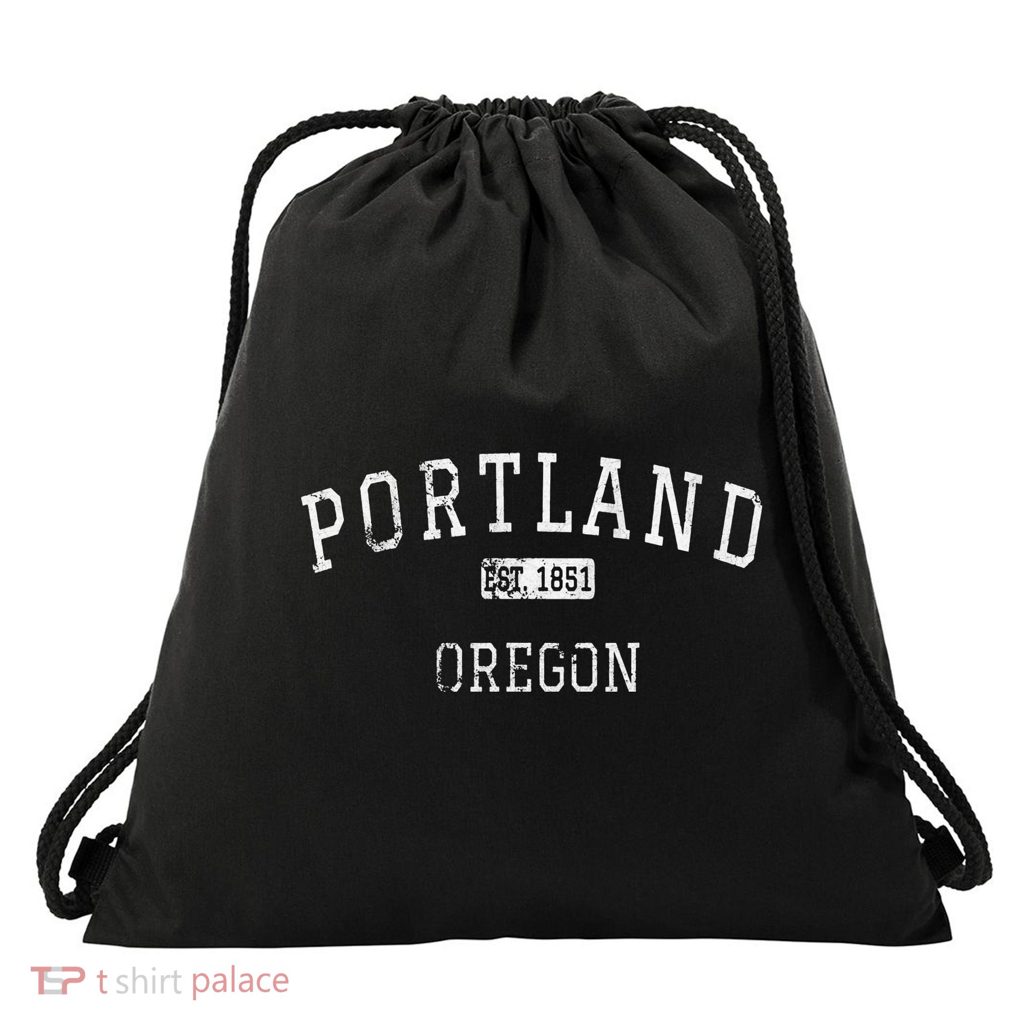 Oregon Retro Portland Home State Mountains Drawstring Bag
