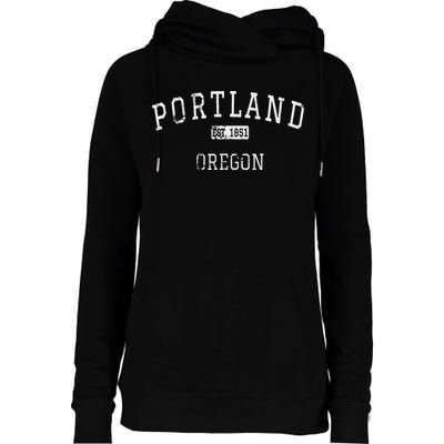 Oregon Retro Portland Home State Mountains Womens Funnel Neck Pullover Hood
