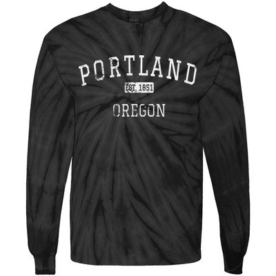 Oregon Retro Portland Home State Mountains Tie-Dye Long Sleeve Shirt