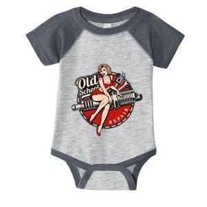 Oldschool Repair PinUp Spark Plug Hotrod US Car Service Infant Baby Jersey Bodysuit