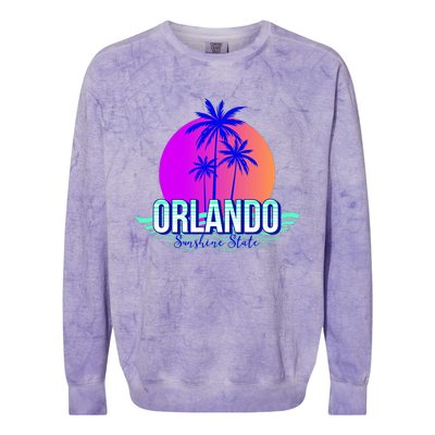 Orlando Retro Palm Trees Sunshine State Colorblast Crewneck Sweatshirt