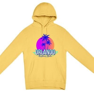 Orlando Retro Palm Trees Sunshine State Premium Pullover Hoodie