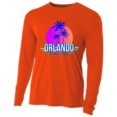 Orlando Retro Palm Trees Sunshine State Cooling Performance Long Sleeve Crew