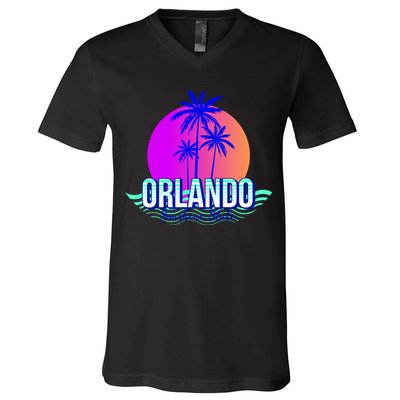 Orlando Retro Palm Trees Sunshine State V-Neck T-Shirt