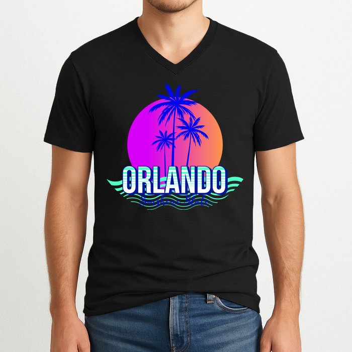 Orlando Retro Palm Trees Sunshine State V-Neck T-Shirt