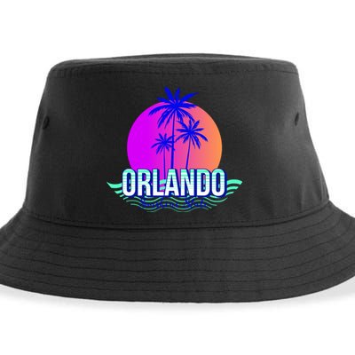 Orlando Retro Palm Trees Sunshine State Sustainable Bucket Hat