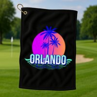 Orlando Retro Palm Trees Sunshine State Golf Towel