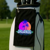 Orlando Retro Palm Trees Sunshine State Golf Towel