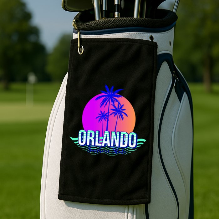 Orlando Retro Palm Trees Sunshine State Golf Towel