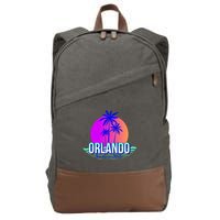 Orlando Retro Palm Trees Sunshine State Cotton Canvas Backpack