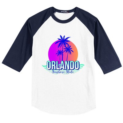 Orlando Retro Palm Trees Sunshine State Baseball Sleeve Shirt