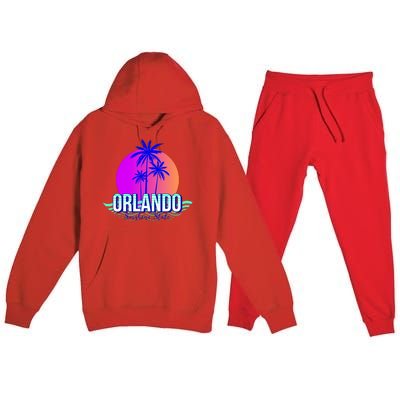 Orlando Retro Palm Trees Sunshine State Premium Hooded Sweatsuit Set