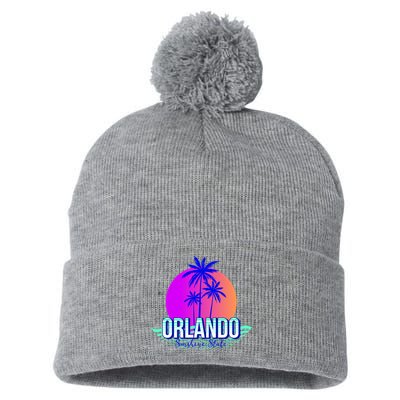Orlando Retro Palm Trees Sunshine State Pom Pom 12in Knit Beanie