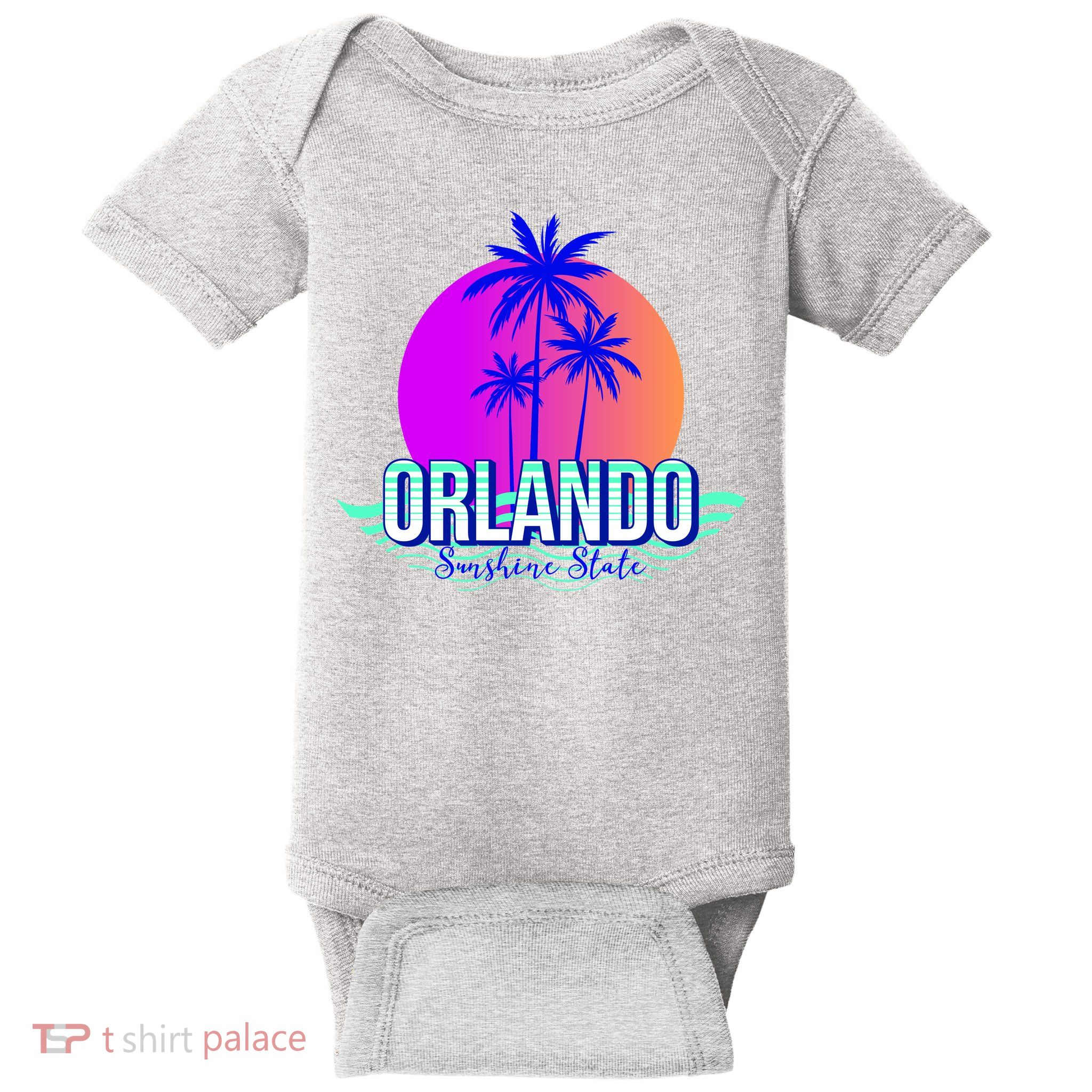 Orlando Retro Palm Trees Sunshine State Baby Bodysuit