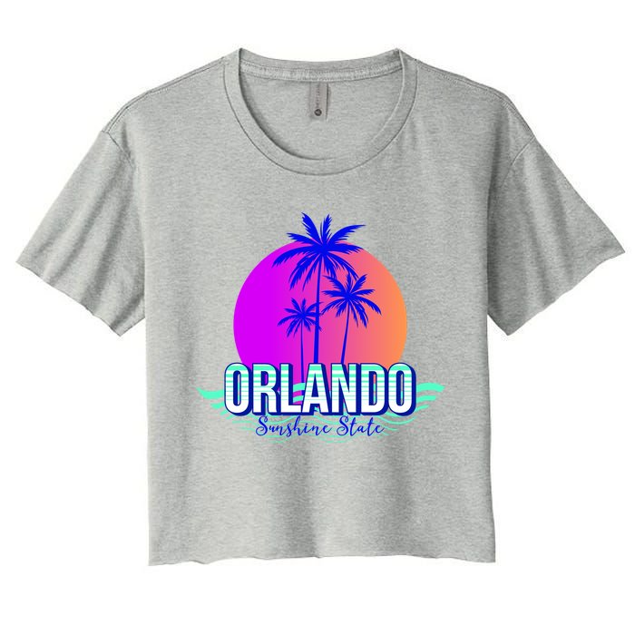 Orlando Retro Palm Trees Sunshine State Women's Crop Top Tee