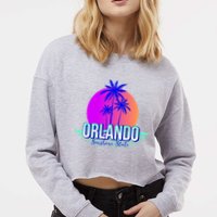 Orlando Retro Palm Trees Sunshine State Cropped Pullover Crew