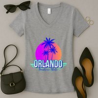 Orlando Retro Palm Trees Sunshine State Women's V-Neck T-Shirt