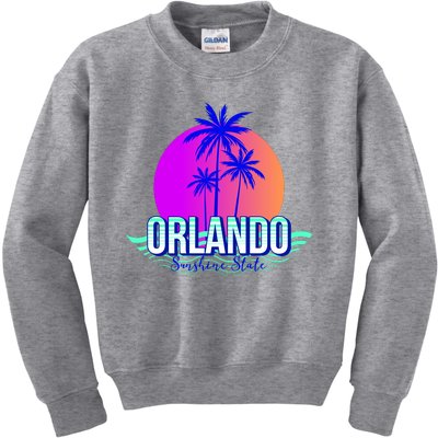 Orlando Retro Palm Trees Sunshine State Kids Sweatshirt