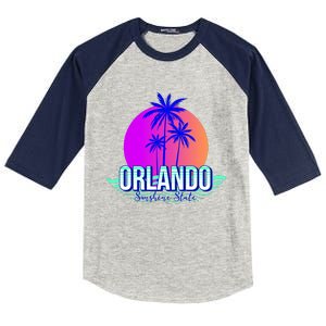 Orlando Retro Palm Trees Sunshine State Kids Colorblock Raglan Jersey