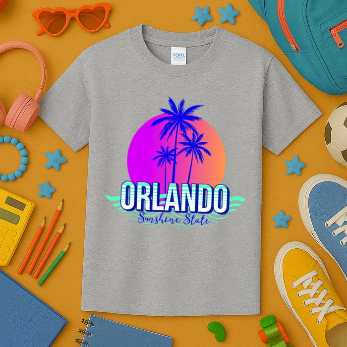 Orlando Retro Palm Trees Sunshine State Kids T-Shirt