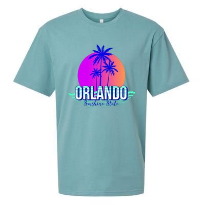 Orlando Retro Palm Trees Sunshine State Sueded Cloud Jersey T-Shirt