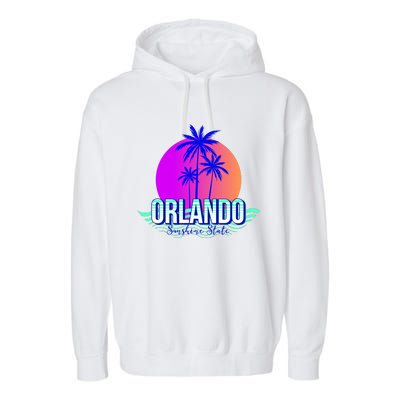 Orlando Retro Palm Trees Sunshine State Garment-Dyed Fleece Hoodie