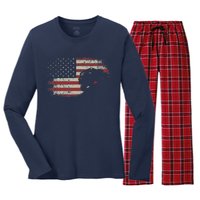 Off Roading QUAD ATV USA Flag Off Road QUAD ATV Women's Long Sleeve Flannel Pajama Set 