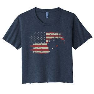 Off Roading QUAD ATV USA Flag Off Road QUAD ATV Women's Crop Top Tee