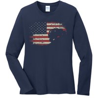 Off Roading QUAD ATV USA Flag Off Road QUAD ATV Ladies Long Sleeve Shirt