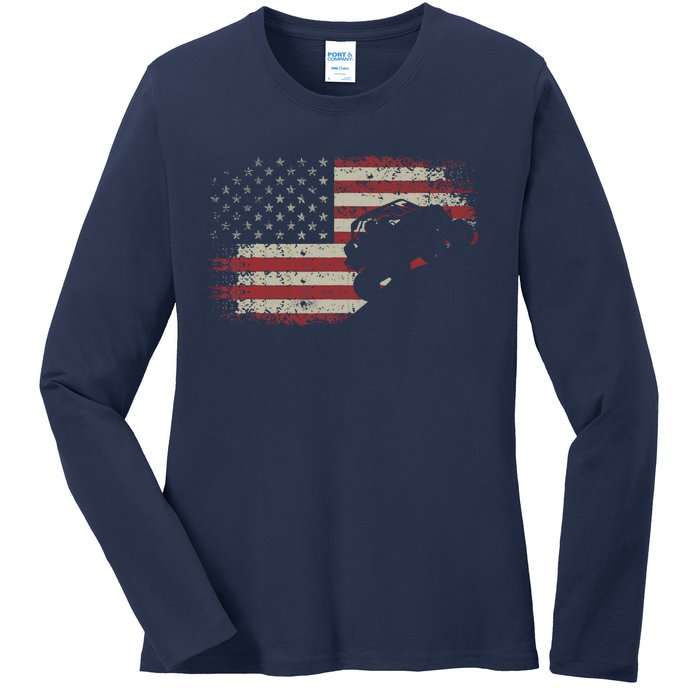 Off Roading QUAD ATV USA Flag Off Road QUAD ATV Ladies Long Sleeve Shirt