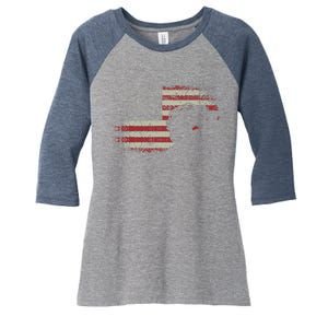 Off Roading QUAD ATV USA Flag Off Road QUAD ATV Women's Tri-Blend 3/4-Sleeve Raglan Shirt