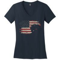 Off Roading QUAD ATV USA Flag Off Road QUAD ATV Women's V-Neck T-Shirt