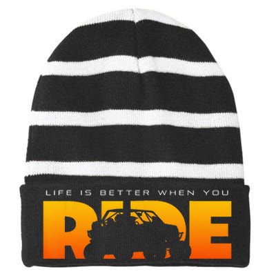 Off Road Quad ATV Apparel Off Road Quad ATV Striped Beanie with Solid Band