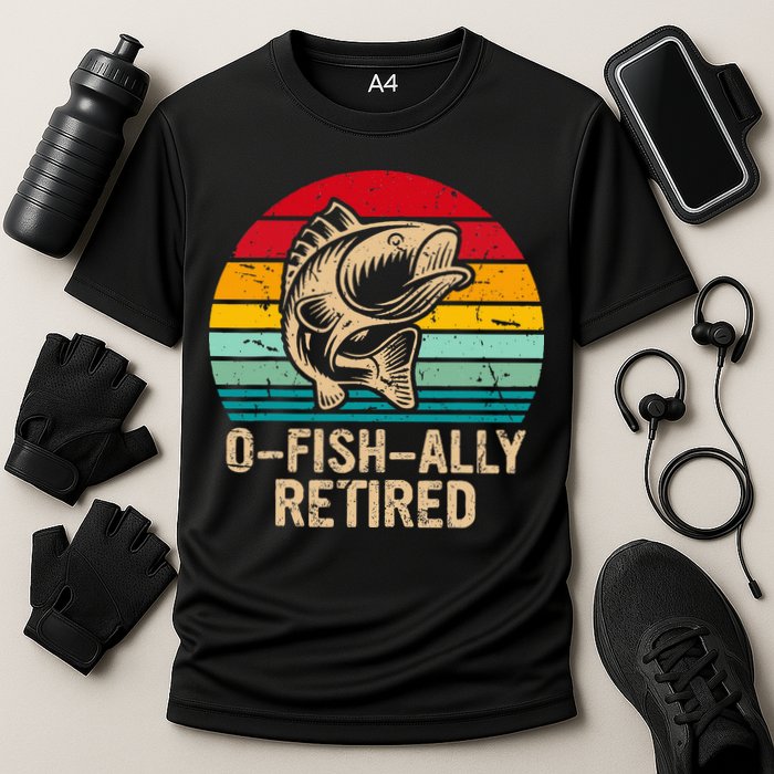 Ofishally Retired Retirement Fishing Cooling Performance Crew T-Shirt