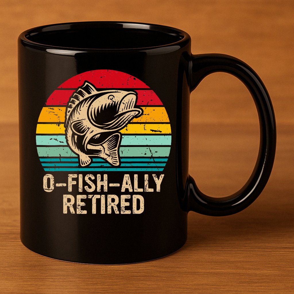 Ofishally Retired Retirement Fishing 11oz C Handle Ceramic Mug