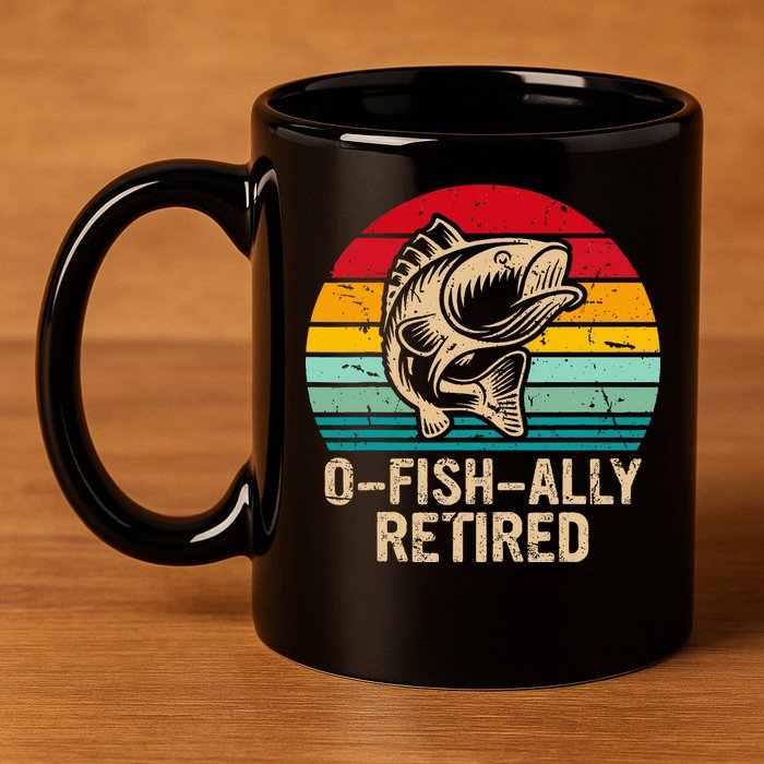 Ofishally Retired Retirement Fishing 11oz C Handle Ceramic Mug