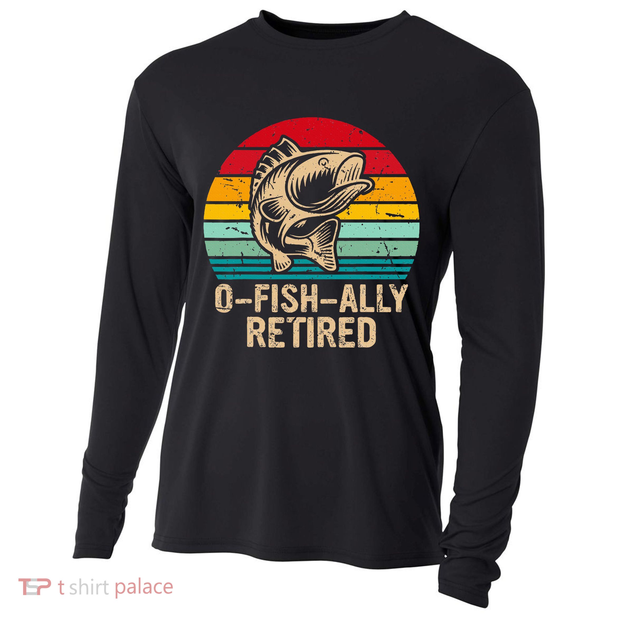 Ofishally Retired Retirement Fishing Cooling Performance Long Sleeve Crew