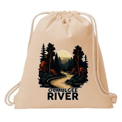 Ocmulgee River Retro Minimalist River Ocmulgee Drawstring Bag