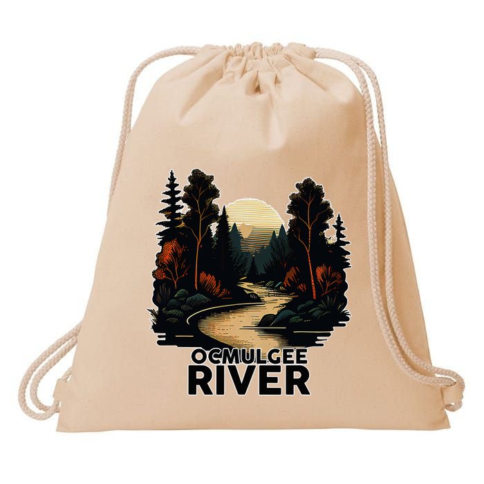 Ocmulgee River Retro Minimalist River Ocmulgee Drawstring Bag