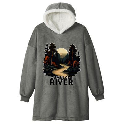 Ocmulgee River Retro Minimalist River Ocmulgee Hooded Wearable Blanket