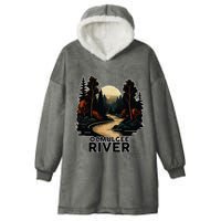 Ocmulgee River Retro Minimalist River Ocmulgee Hooded Wearable Blanket