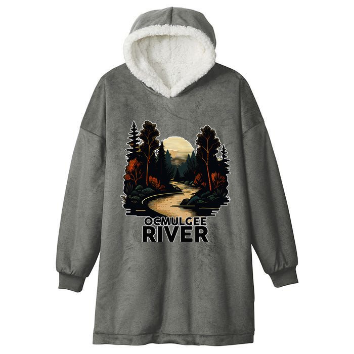 Ocmulgee River Retro Minimalist River Ocmulgee Hooded Wearable Blanket