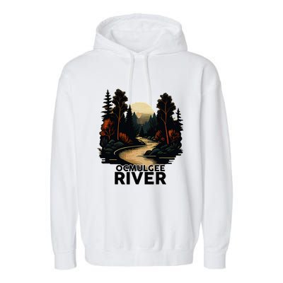 Ocmulgee River Retro Minimalist River Ocmulgee Garment-Dyed Fleece Hoodie