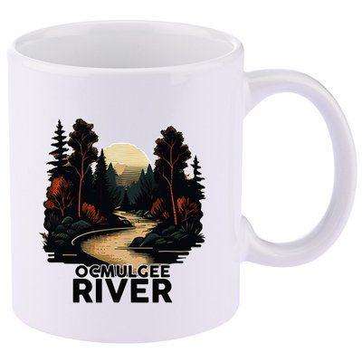 Ocmulgee River Retro Minimalist River Ocmulgee 11oz C Handle Ceramic Mug