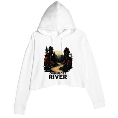 Ocmulgee River Retro Minimalist River Ocmulgee Crop Fleece Hoodie