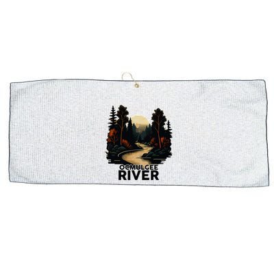 Ocmulgee River Retro Minimalist River Ocmulgee Large Microfiber Waffle Golf Towel