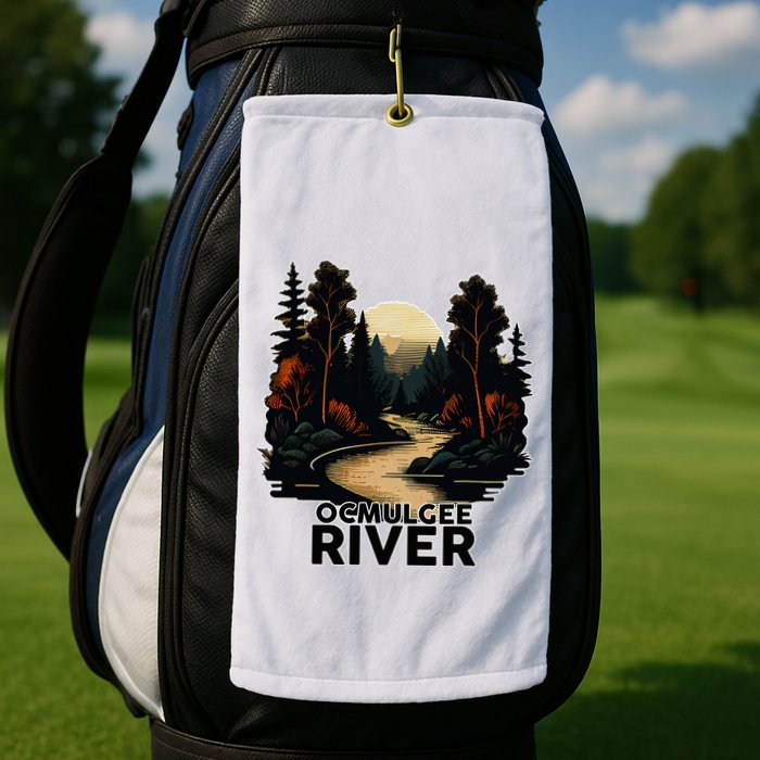 Ocmulgee River Retro Minimalist River Ocmulgee Golf Towel